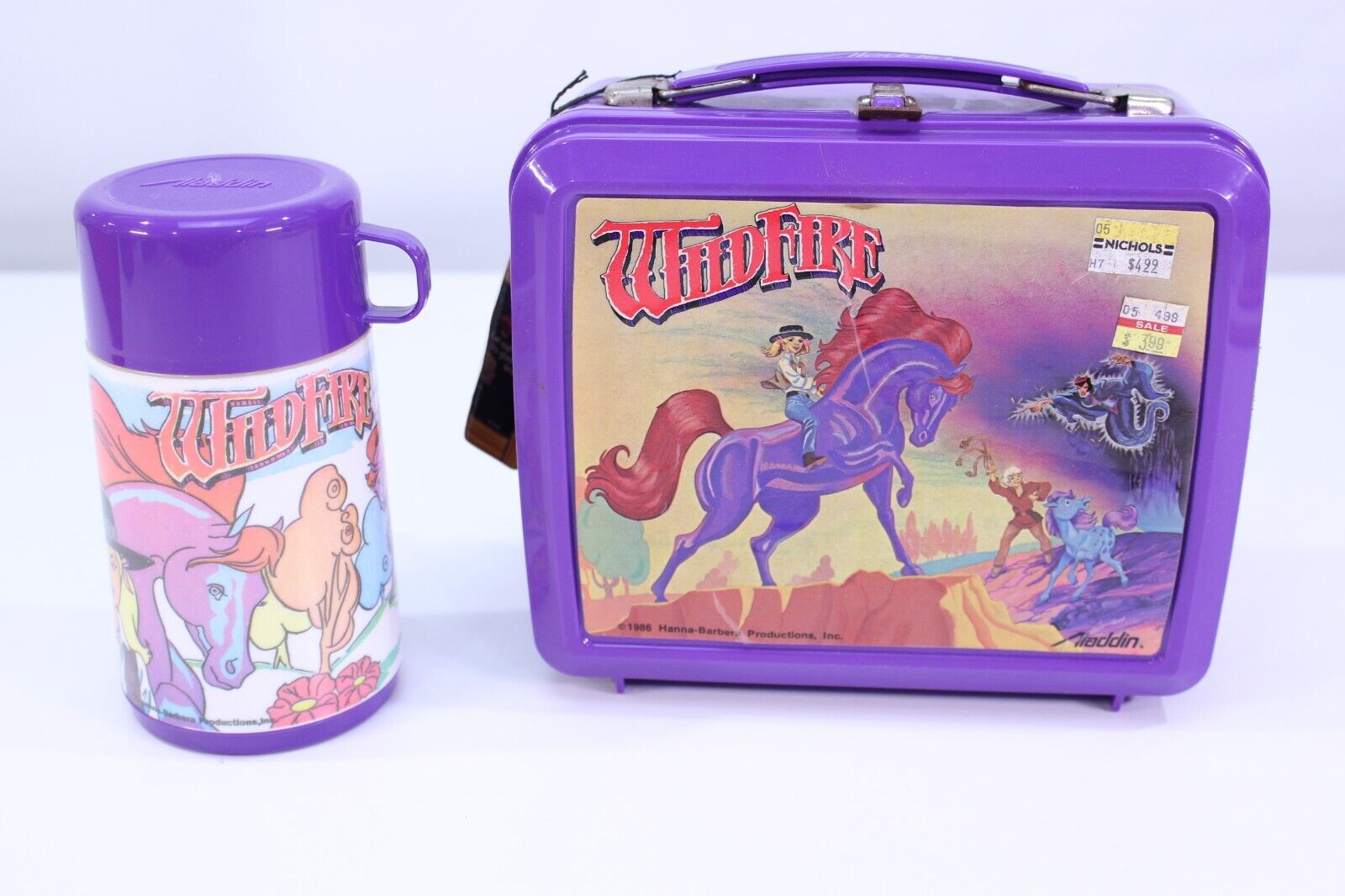 VTG 1986 Wildfire Hanna-Barbera Lunch Box w Thermos Plastic Paper Label Aladdin