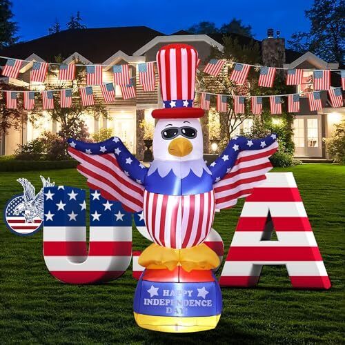 4th of July 8ft Eagle Inflatable Decoration with built-in LED A-8ft Eagle