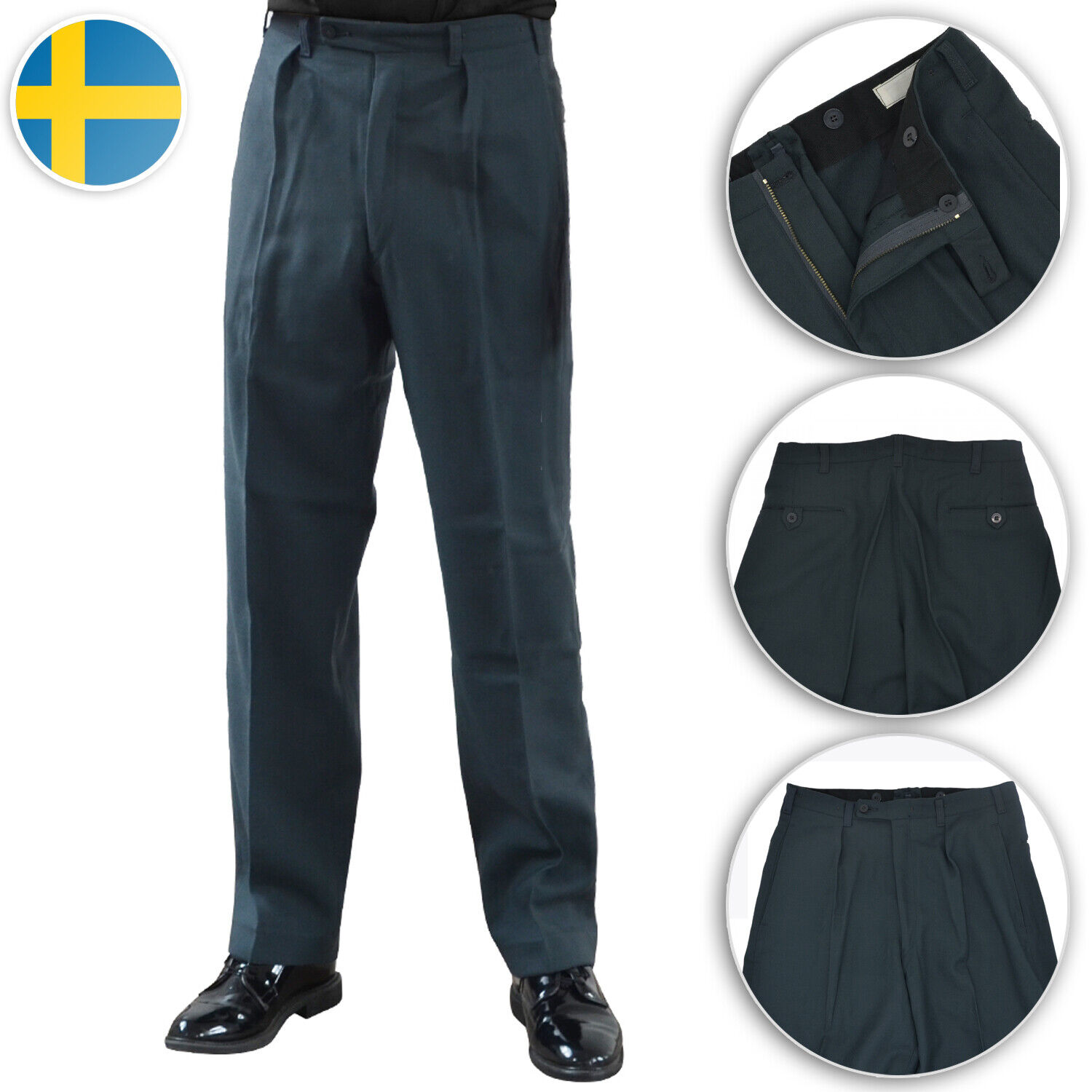 Original Trousers Pants Swedish Army Mens Surplus Formal Sweden Navy-Graphite