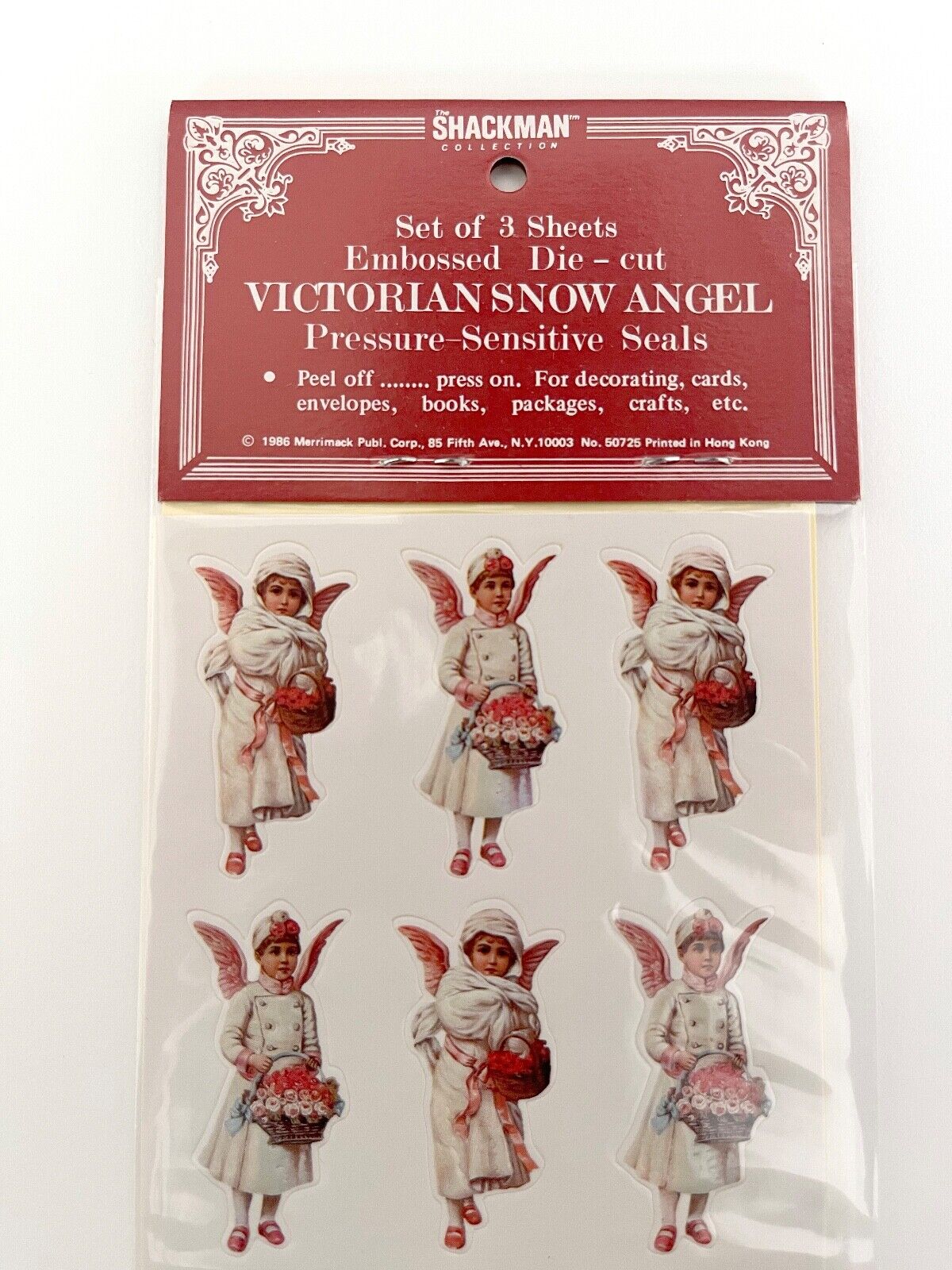 Christmas Victorian Angels Embossed Seals/Stickers  NOS- Package of 36