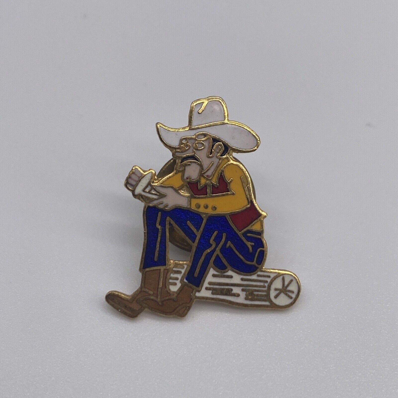 Vintage Enamel Cowboy Lapel Hat Jacket Pin