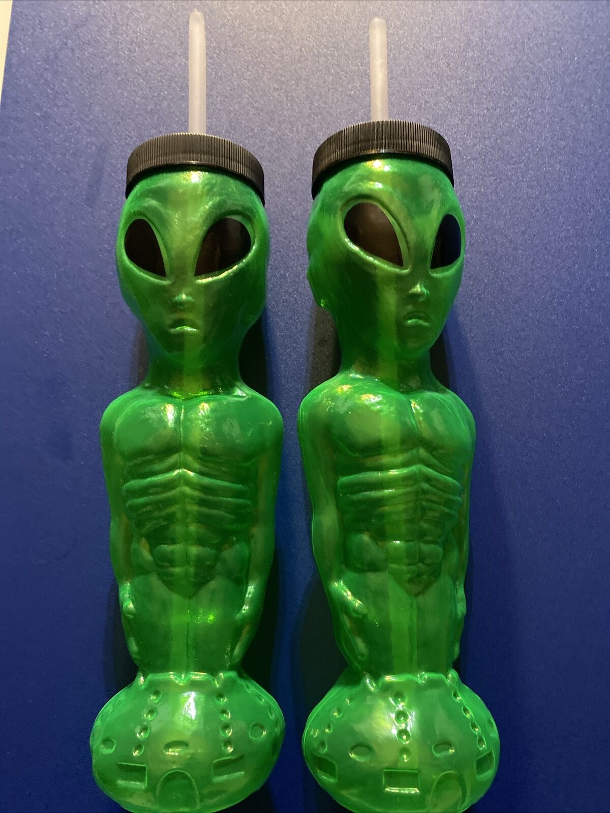 X2 Sci Fi Alien Drinking Green Cup Tumbler 1997 Kennywood Theme Park Rare Vtg