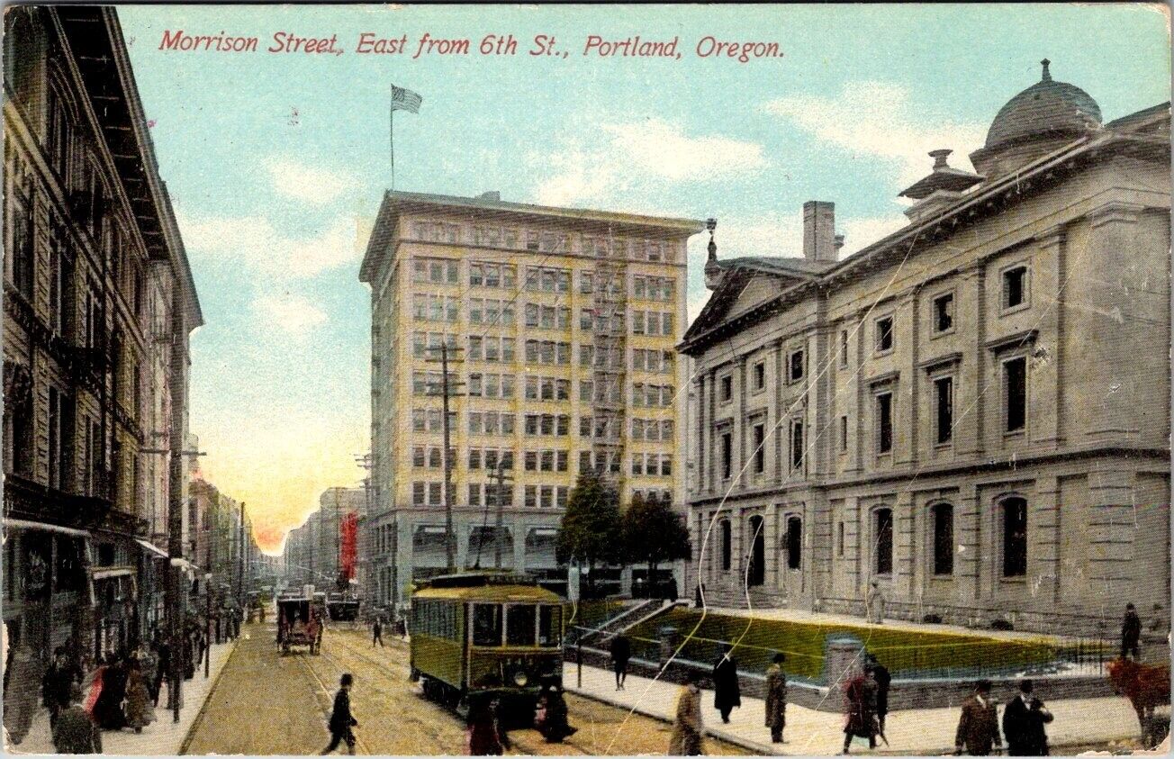 Post Card Morrison ST. East Of 6TH ST. Portland Oregon Divided Back 1907-1917