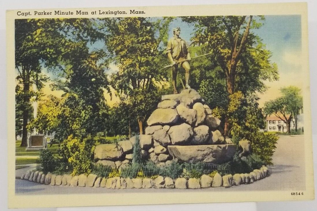 1941 Captain Parker Minute Man Monument at Lexington Massachusetts Postcard