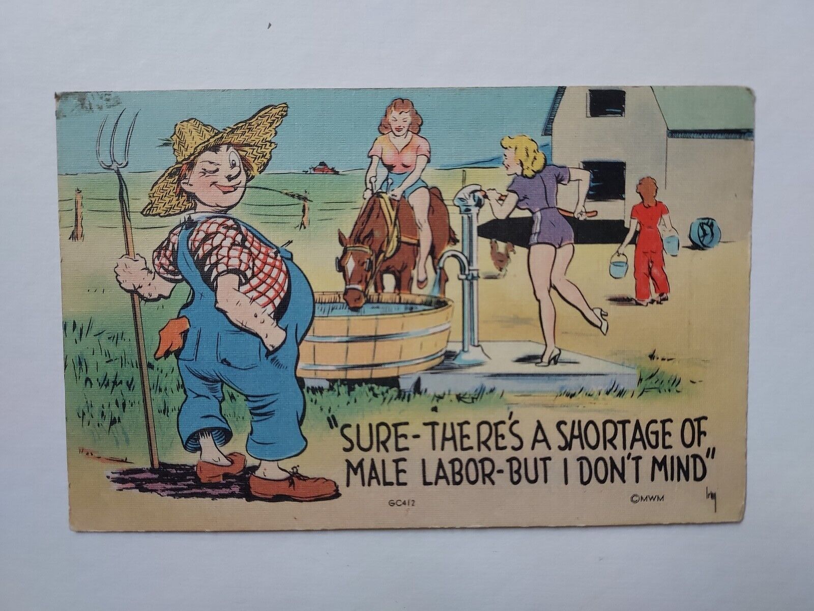 US 1944 Funny Art Painting Postcard, Paris Texas