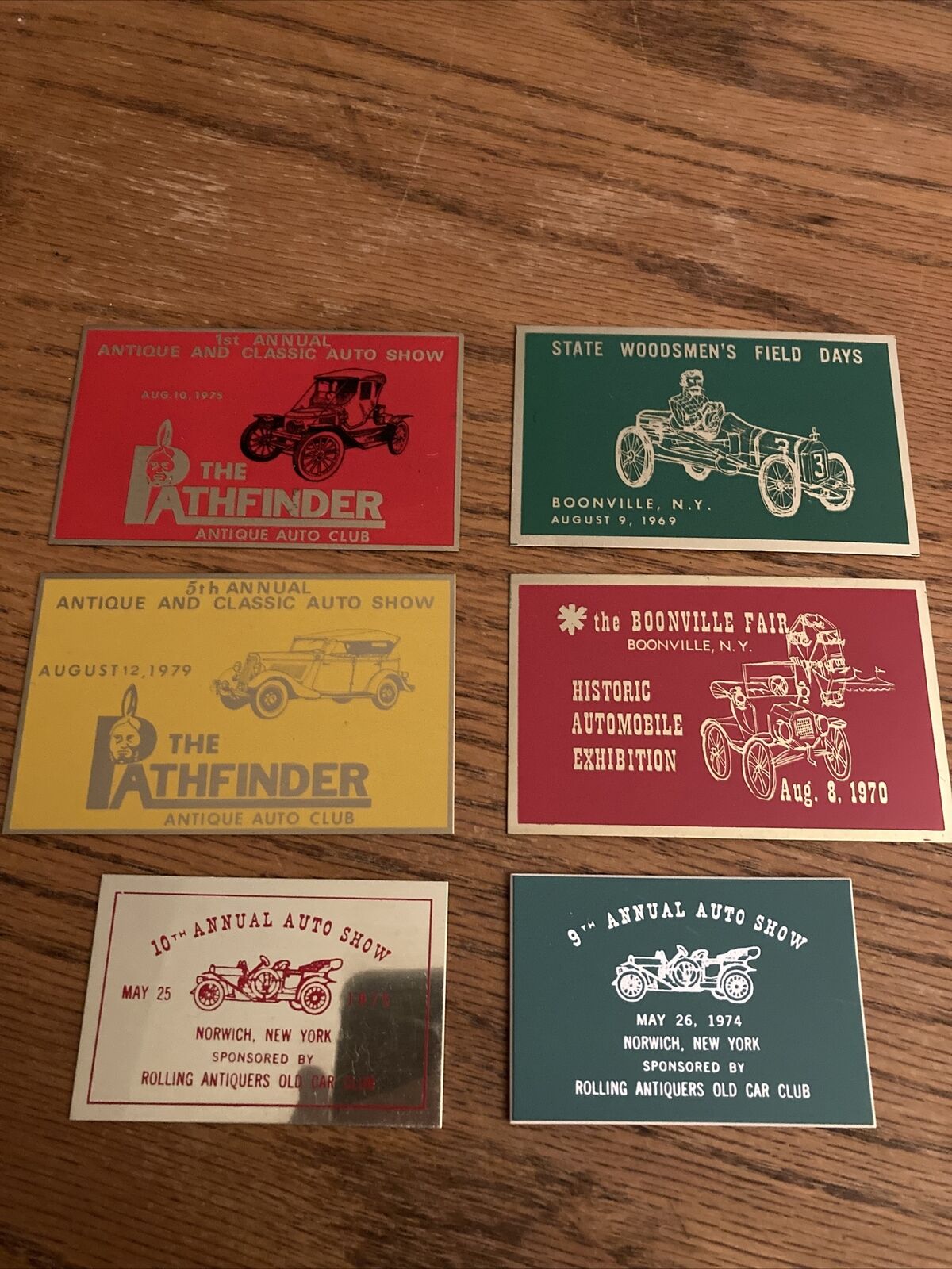 Lot 4 Vintage Pathfinder Boonville Norwich NY Antique Car Show Placards 1969-79