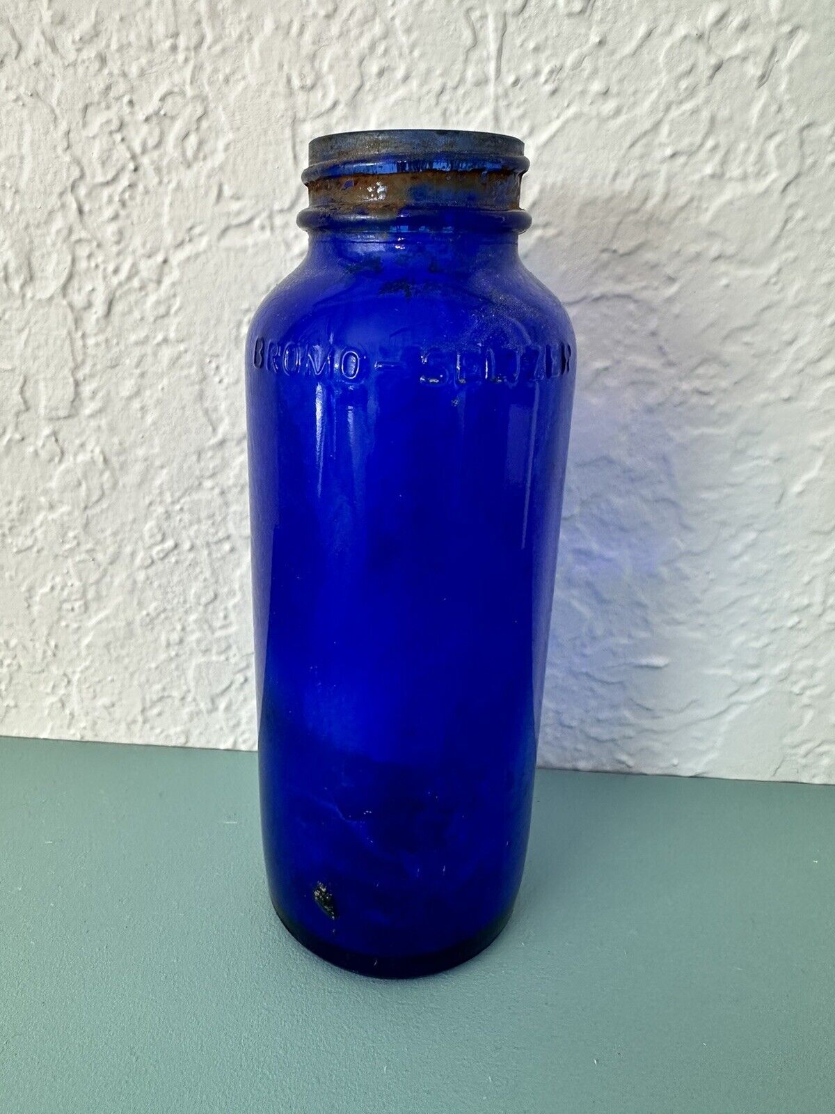 Vintage Cobalt Blue Glass 8” Bromo Seltzer Bottle