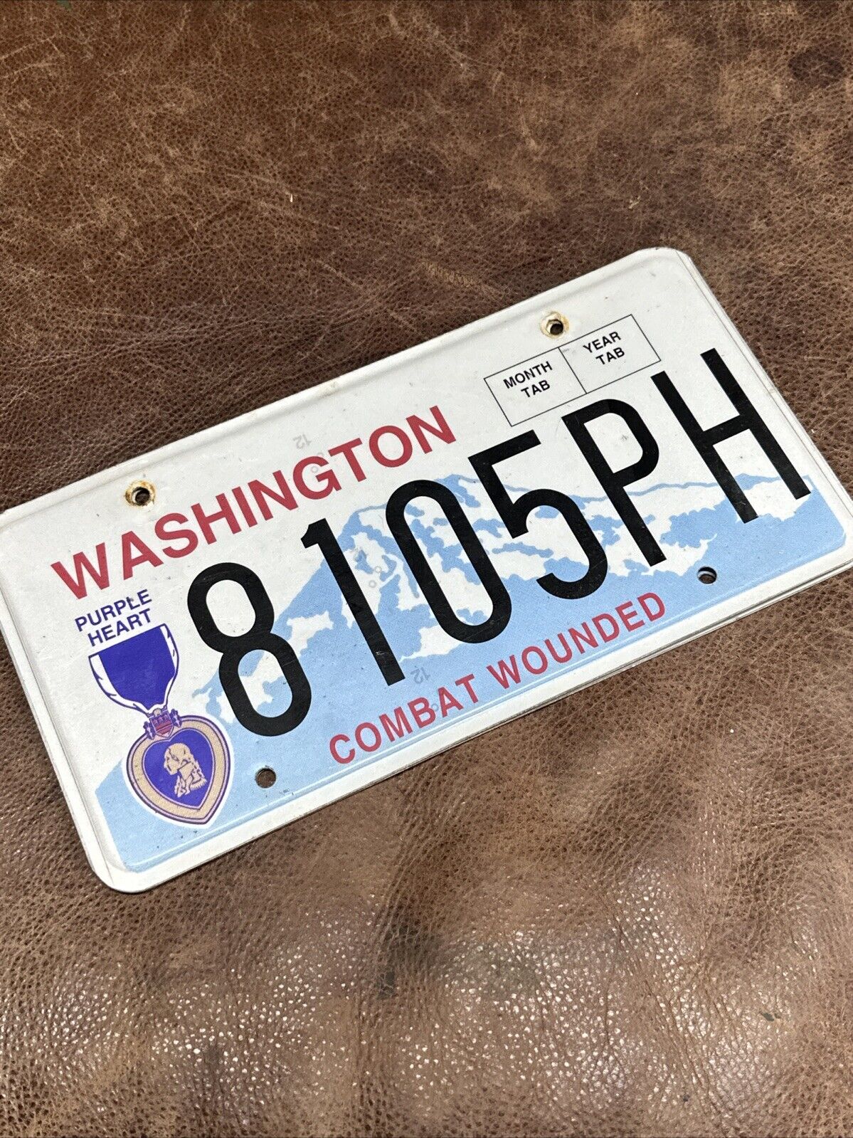 Washington State Purple Heart Combat Wounded License Plate