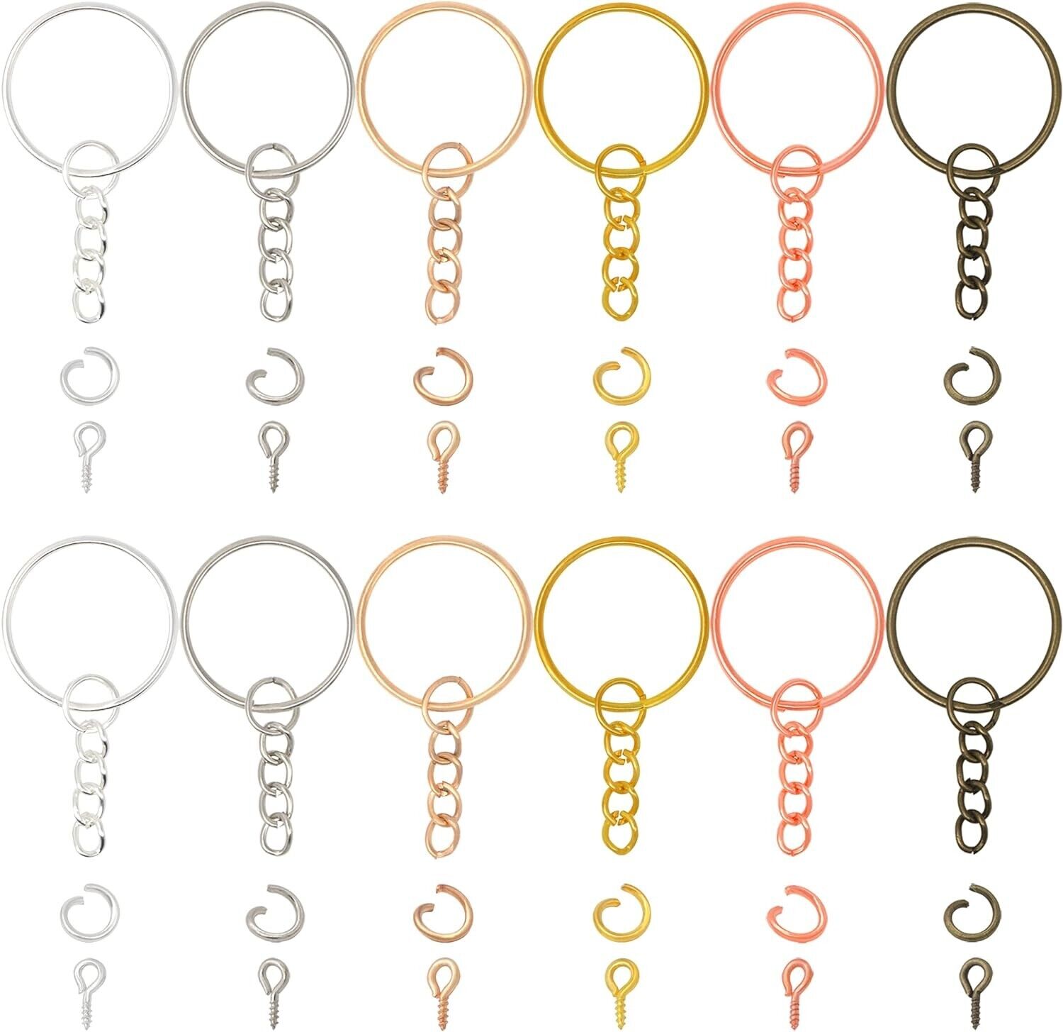 YAKA 360Pcs Sliver Key Chain Rings Kit 120Pcs Keychain Rings120Pcs Screw Eye ...