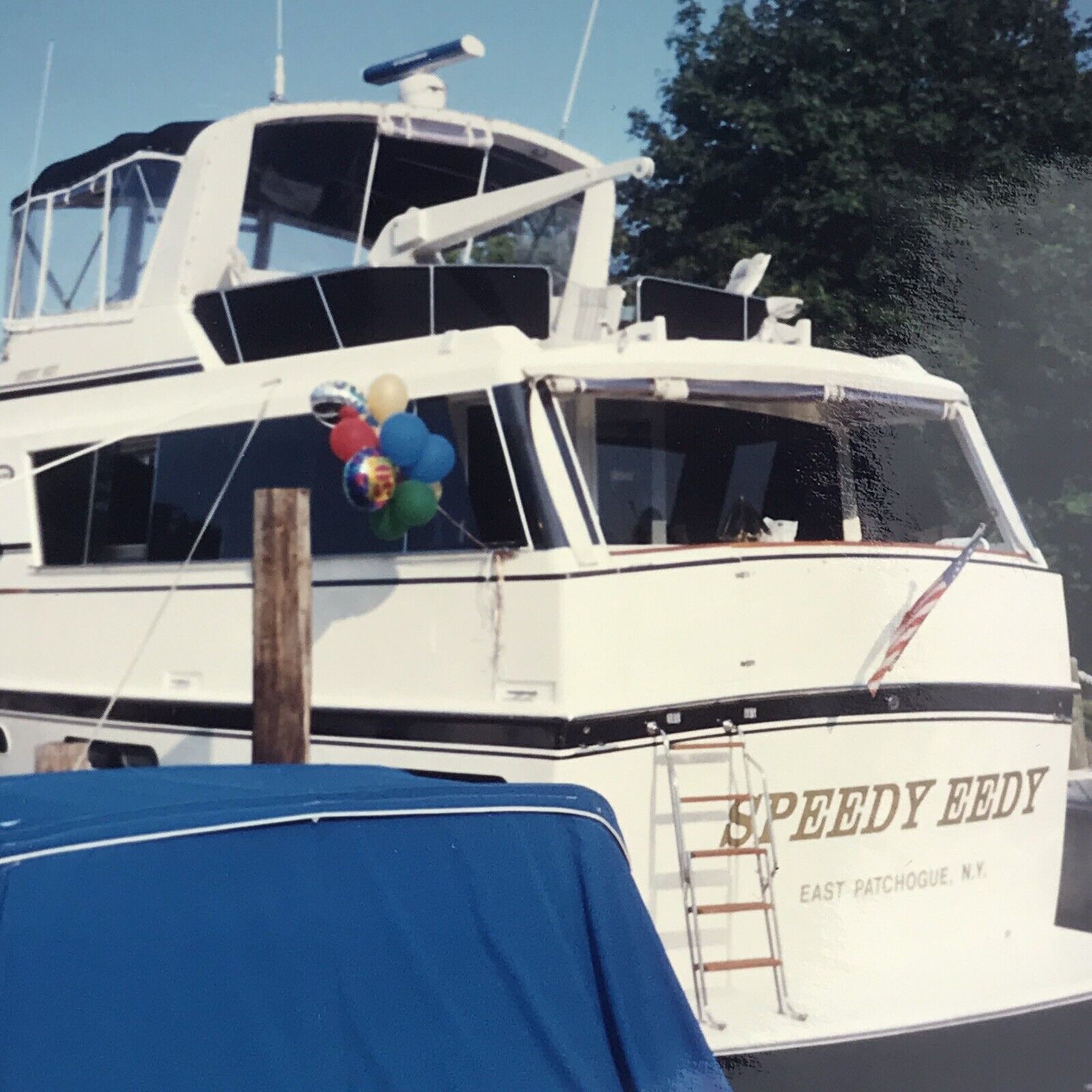 Vintage Color Photo Speedy Eedy Boat Yacht Docked East Patchogue New York