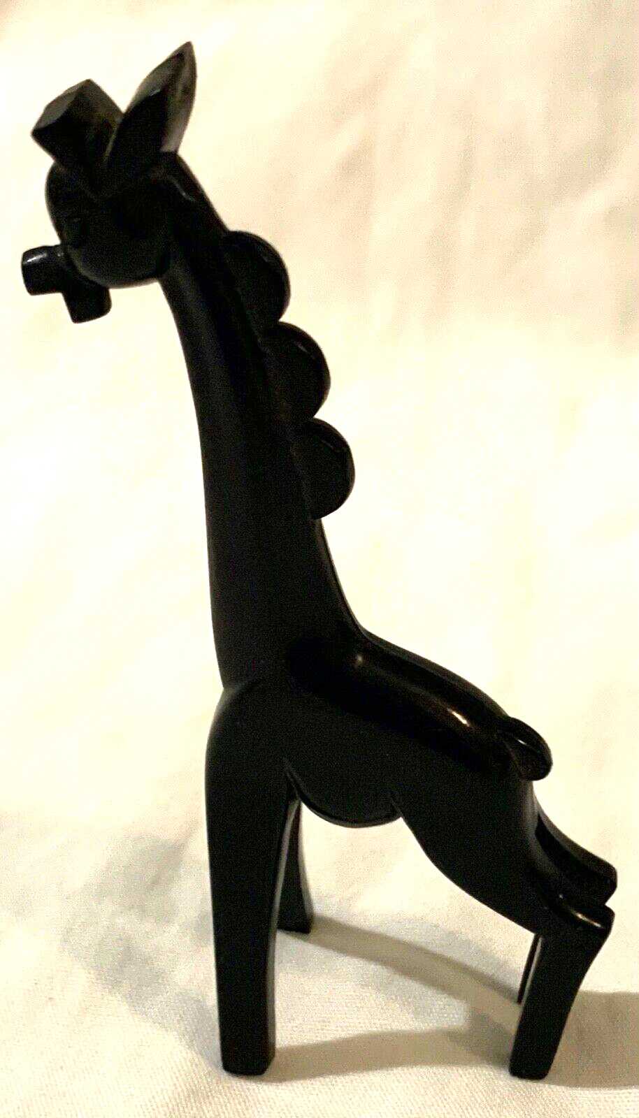 Vintage Don Manning Plastic Giraffe Figurine Black Tan Marble-Look 3\