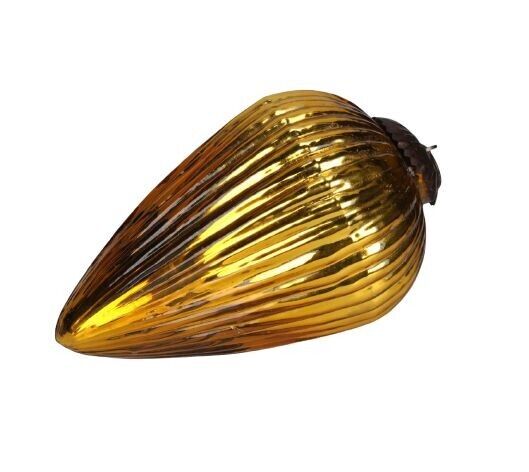 Vintage Ribbed Gold Oval Shape Glass German Kugel 6 in