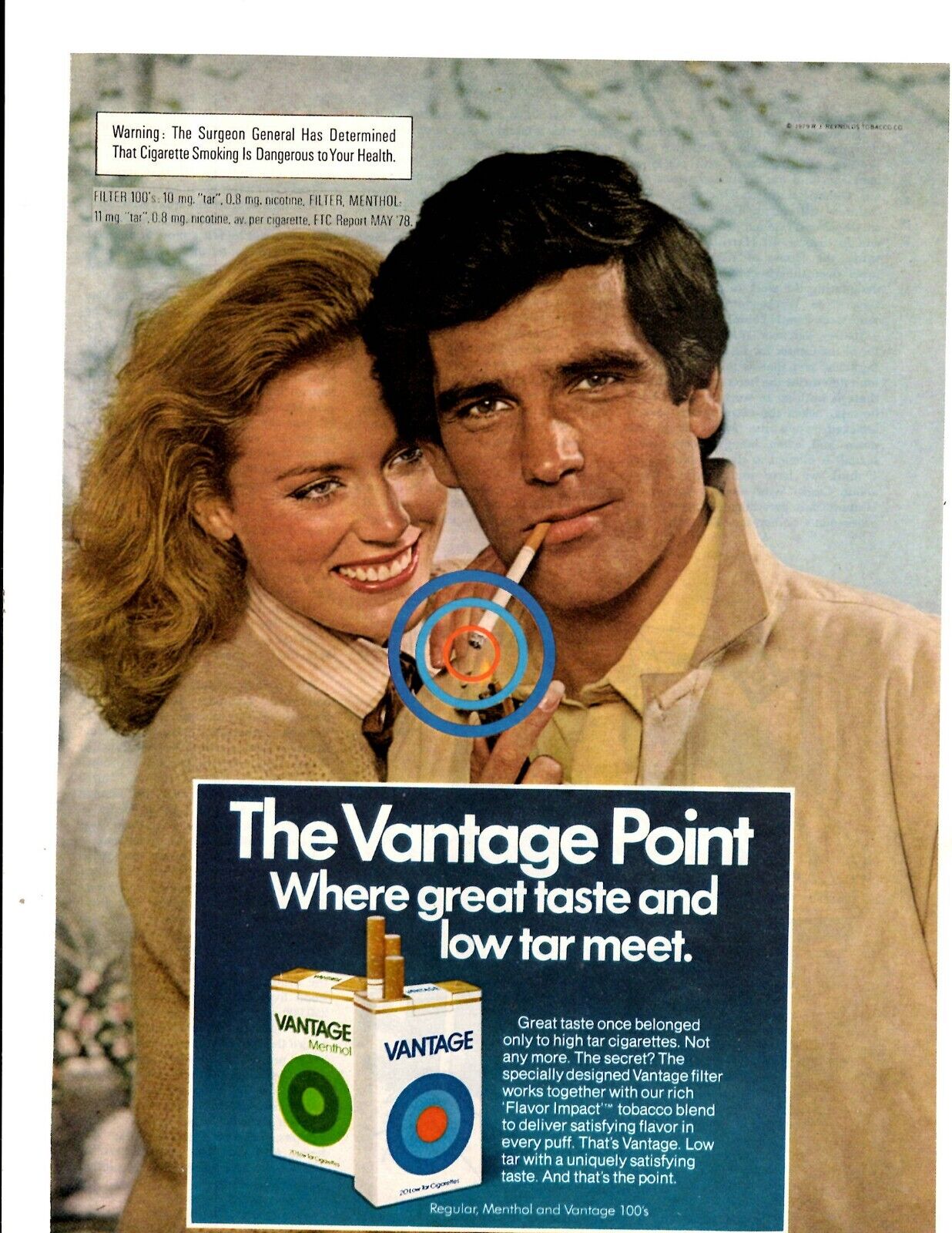 1980 Print Ad The Vantage Point Cigarettes Where Great Taste and Low Tar Meet