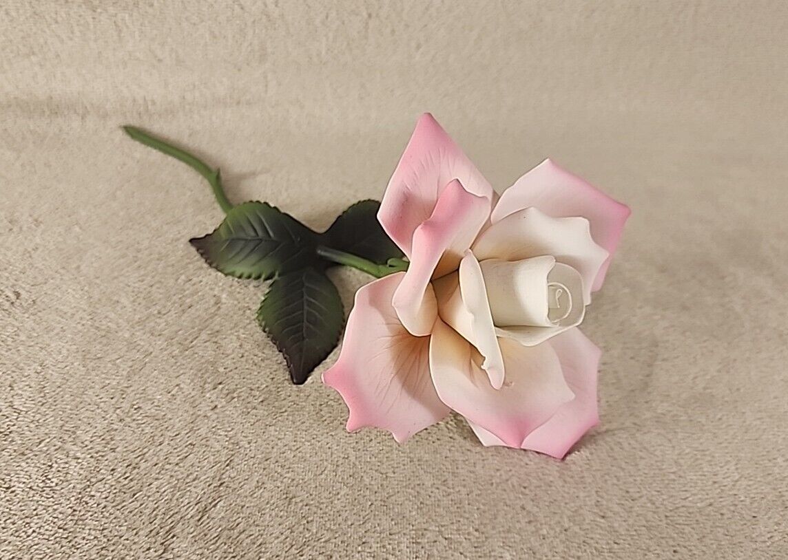 Vintage Pink Rose Ceramic Sculpture Flower Ceramic Art 
