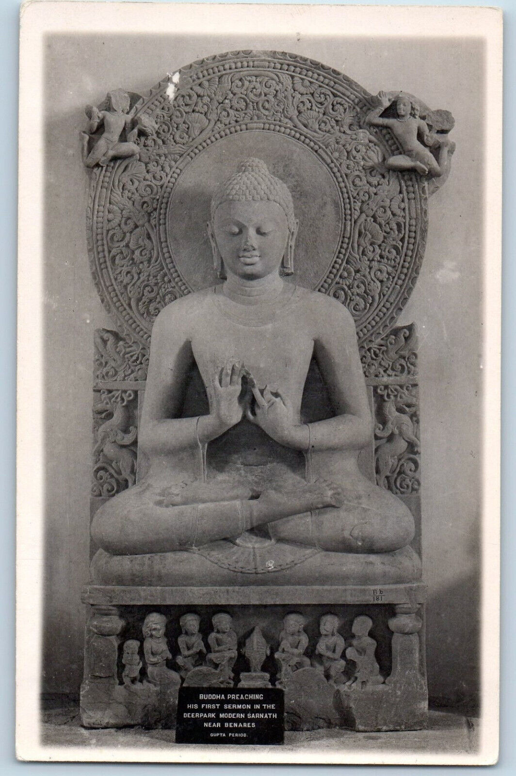 Sarnath India Postcard Buddha Preaching First Sermon c1940's RPPC Photo