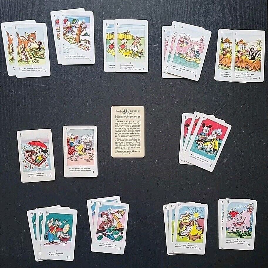 Vintage 1950\'s MICKEY MOUSE Funny Rummy Cards