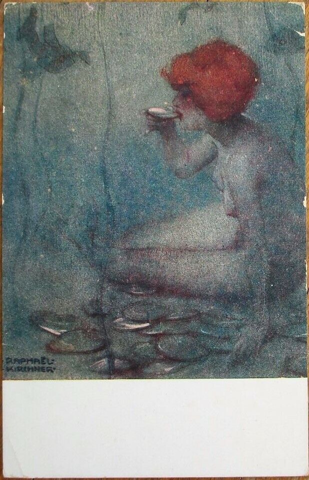 Raphael Kirchner/Artist-Signed 1915 Postcard: Water Woman, 'Ondine'
