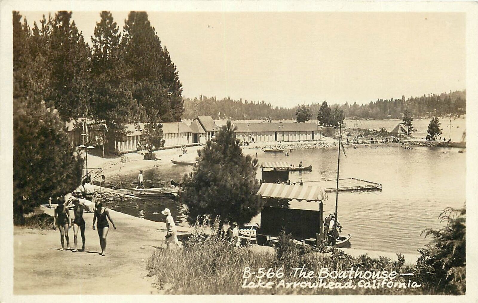 Postcard RPPC 1920s California Lake Arrowhead The Boathouse waterfront CA24-3928