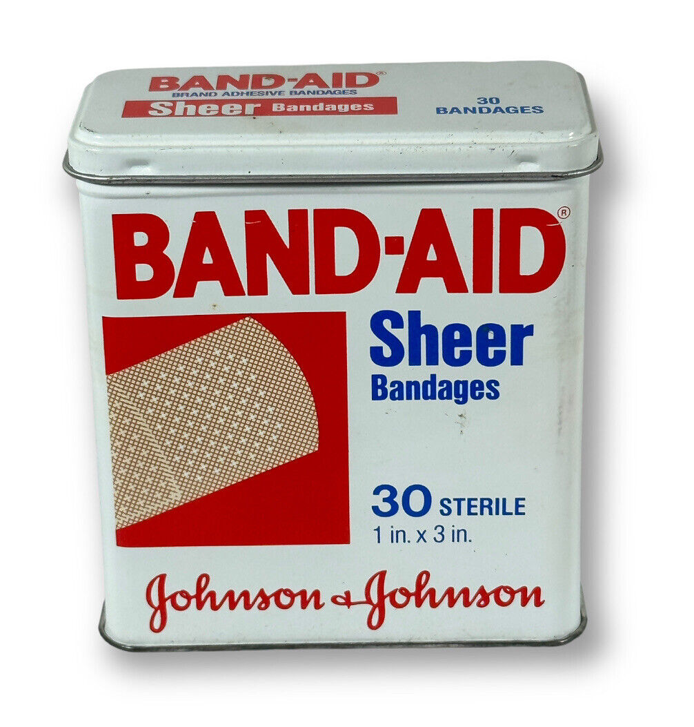 Vintage Johnson & Johnson Tin Band-Aid Brand 4626 BU, Sheer Bandages Empty USA