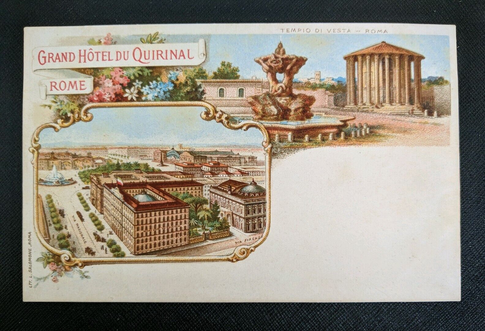 c1900's Grand Hotel Due Quirnal Rome Italy Postcard