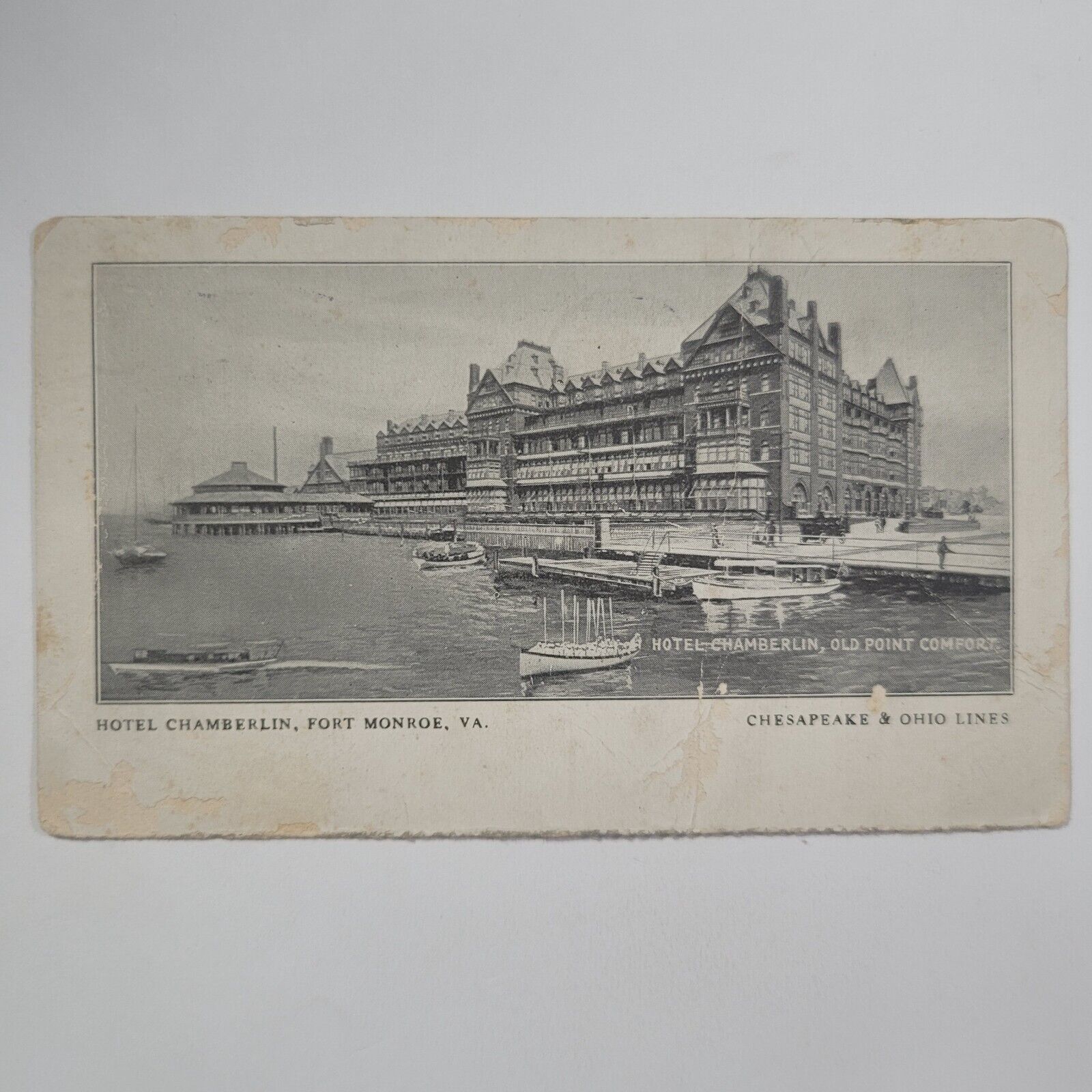 Hotel Chamberlain Fort Monroe VA Chesapeake & Ohio Antique Lithograph Postcard