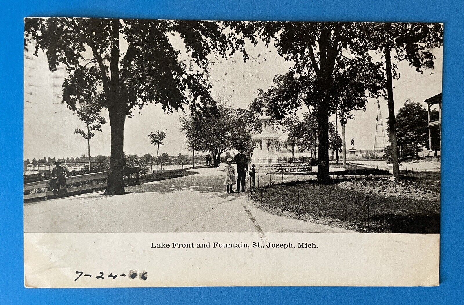 St. Joseph Michigan Private Mailing Card Lake Front & Fountain 1906 Postcard