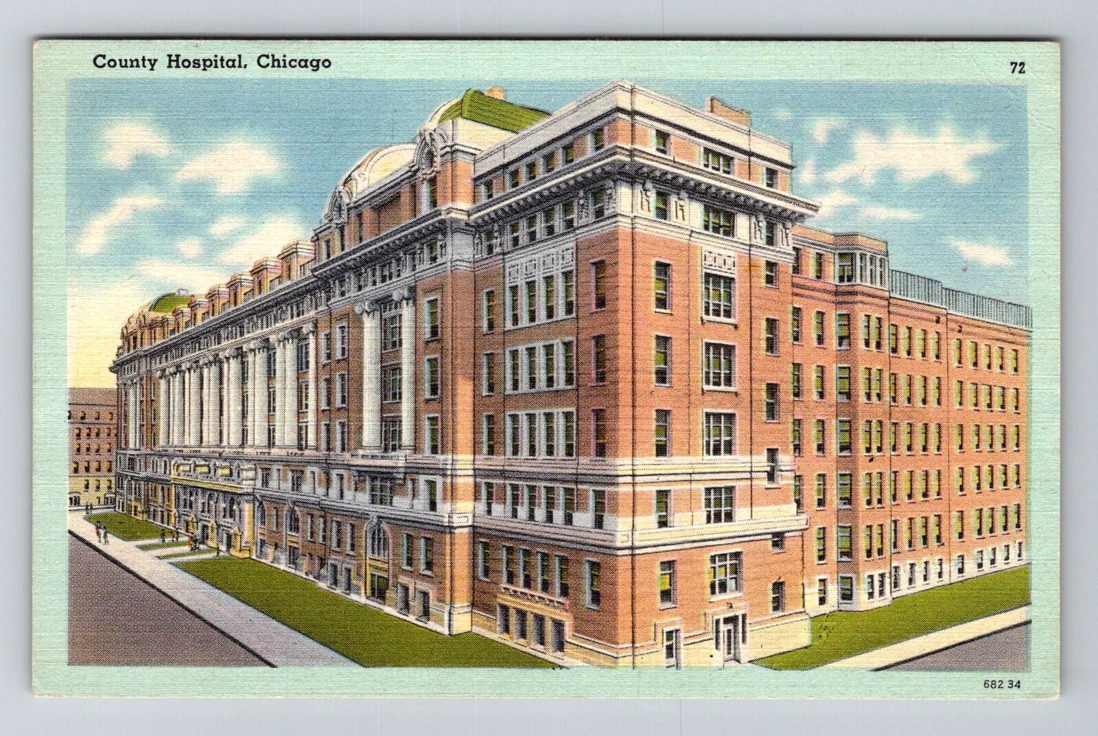 Chicago, IL-Illinois, County Hospital Antique c1949, Vintage Souvenir Postcard