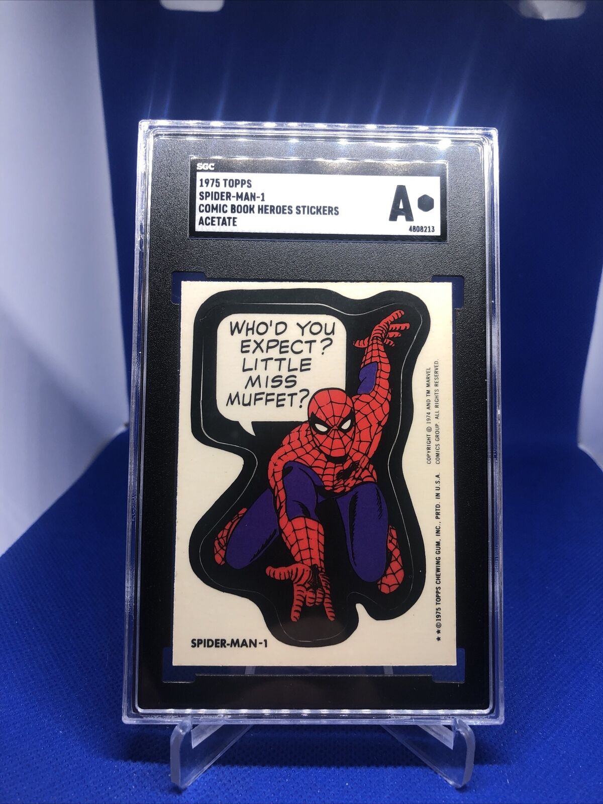 1975 Topps Marvel Comic Book Heroes Spider-Man ACETATE Sticker SGC Graded RARE
