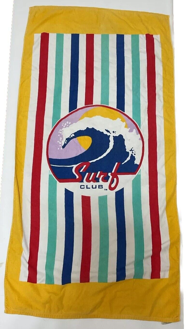 1970s Vintage Franco SURF Beach Towel Surf Club Striped Beach Towel