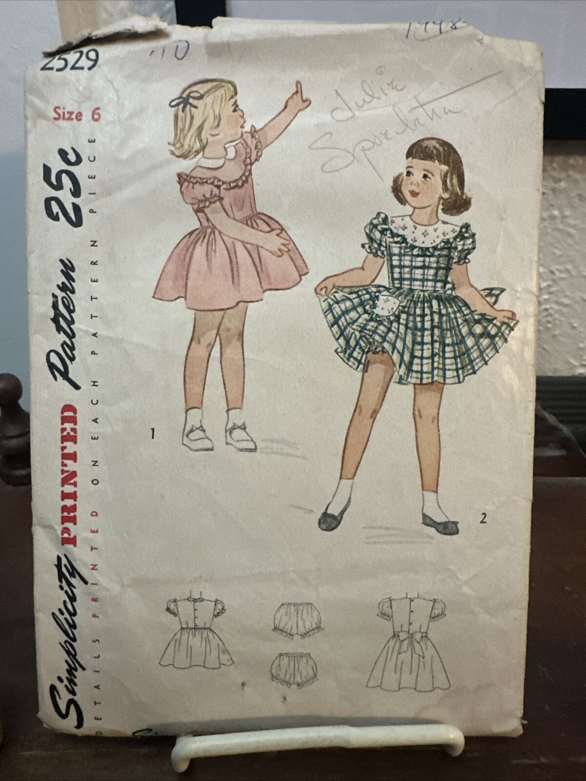 Vintage 1950s Simplicity Sewing Pattern Girls PARTY DRESS 2529 Girls Size 6