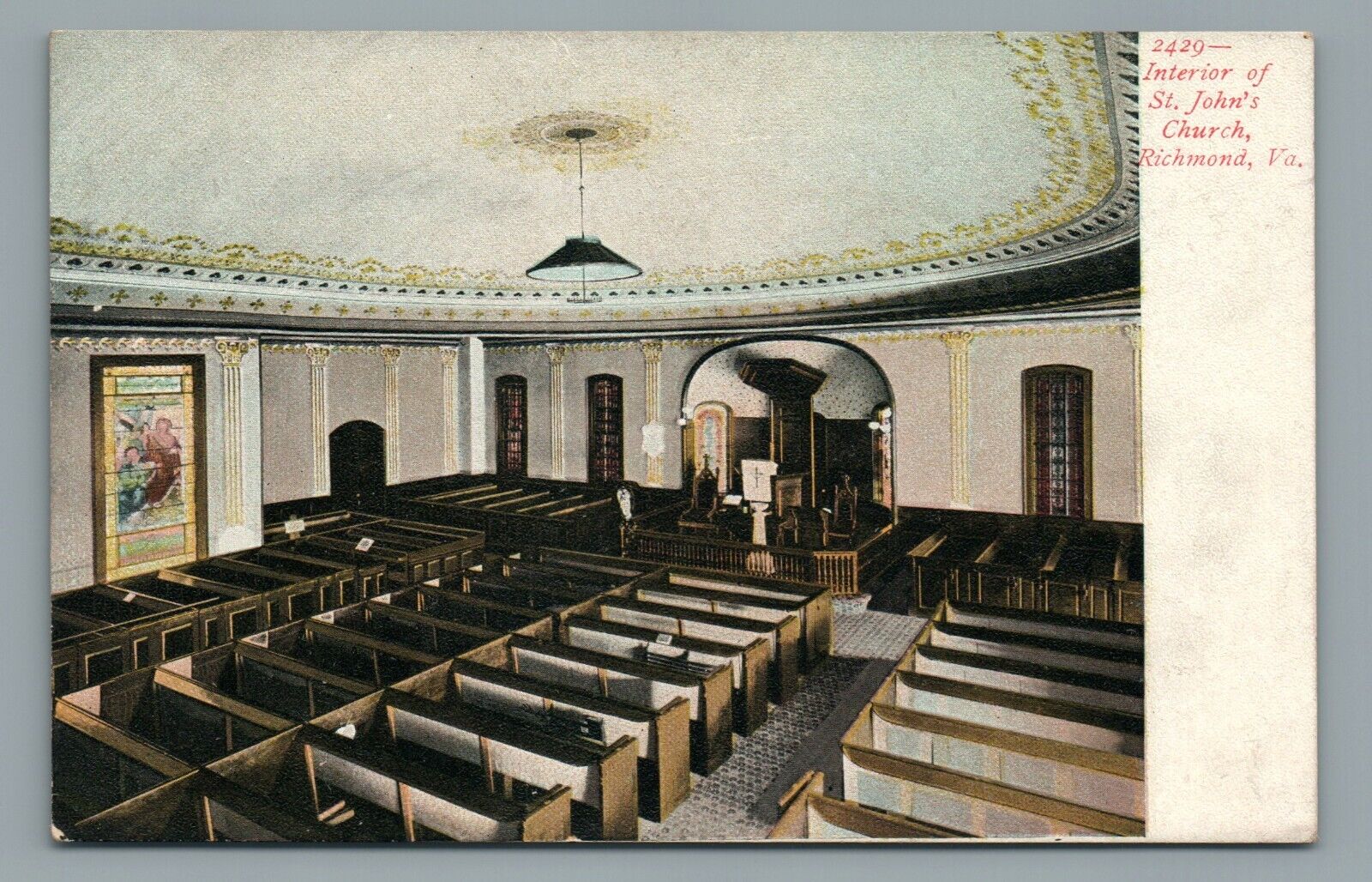 Interior of St. John\'s Church Richmond VA Undivided Back Early 1900s Postcard
