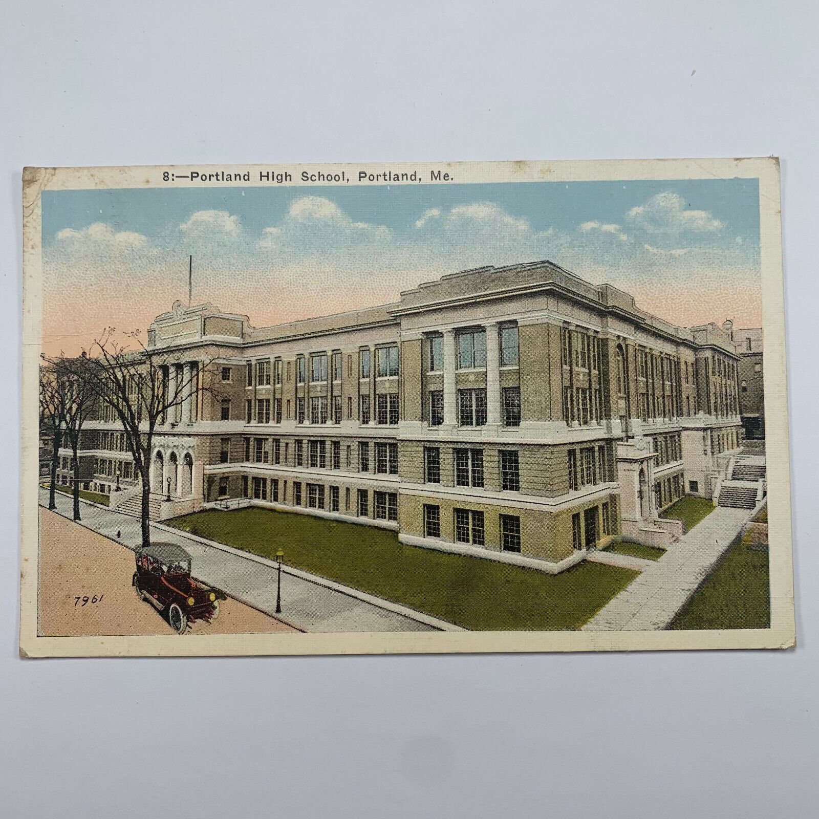 Postcard Maine Portland ME High School 1929 Linen Posted