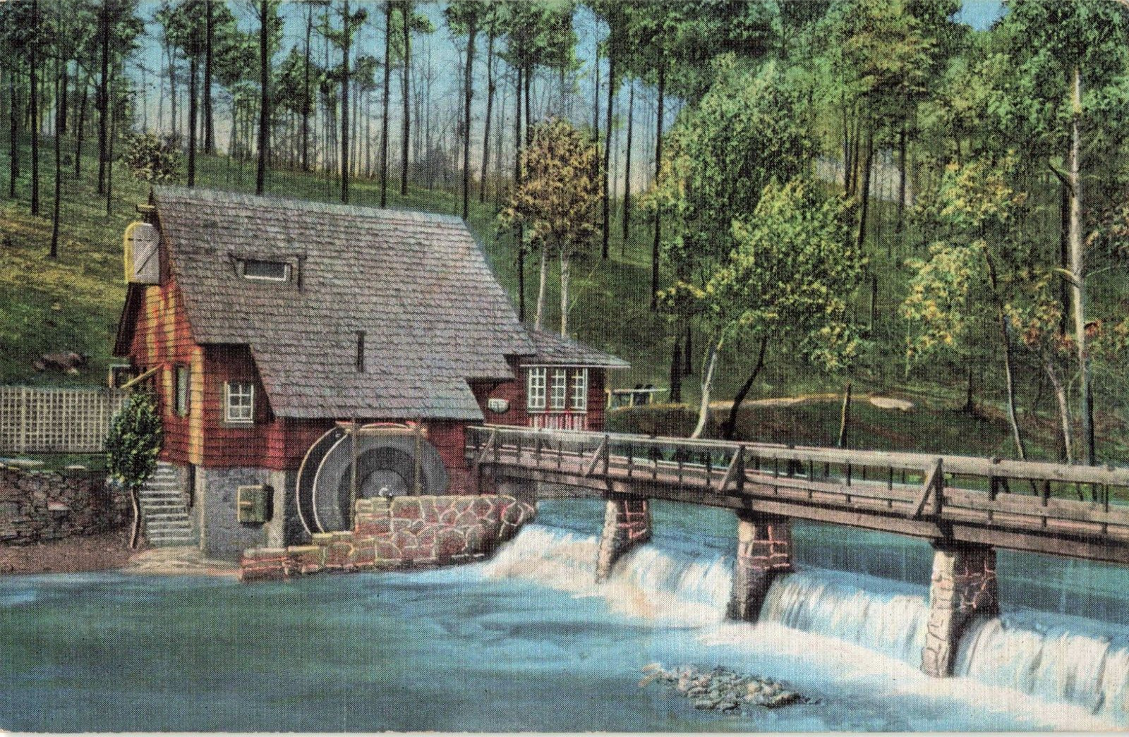 Birmingham AL Alabama, The Old Mill, Mountain Brook Estate, Vintage Postcard