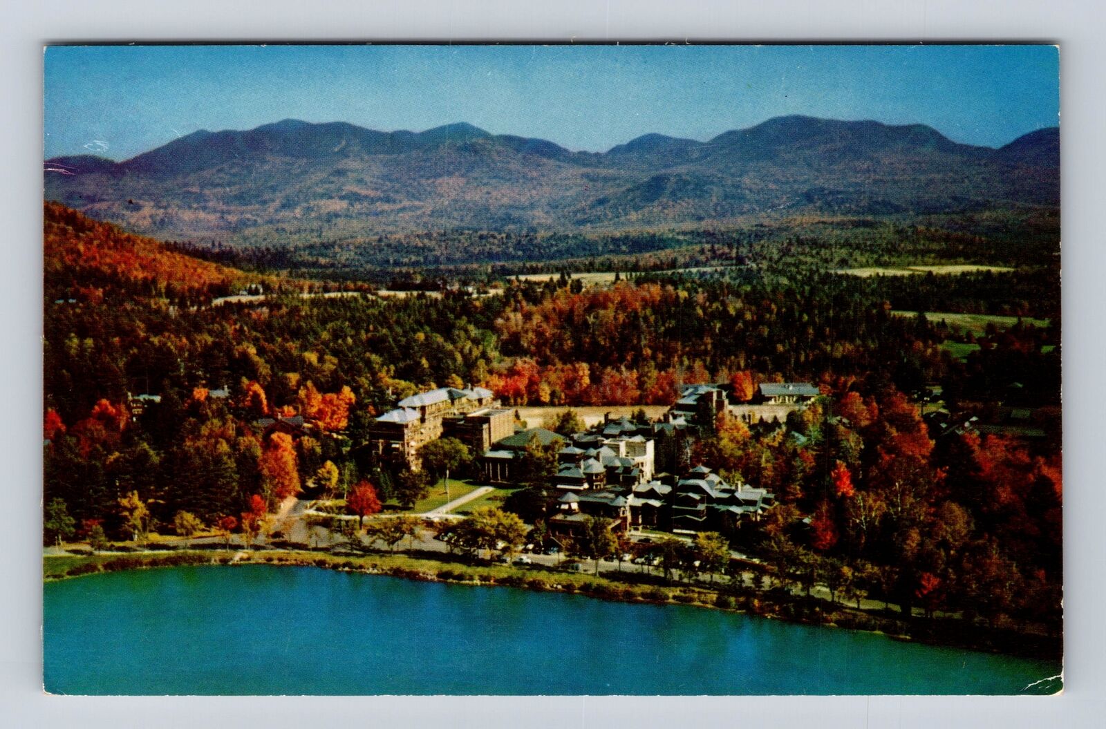 Lake Placid NY-New York, Aerial Lake Placid Club, Autumn Views, Vintage Postcard