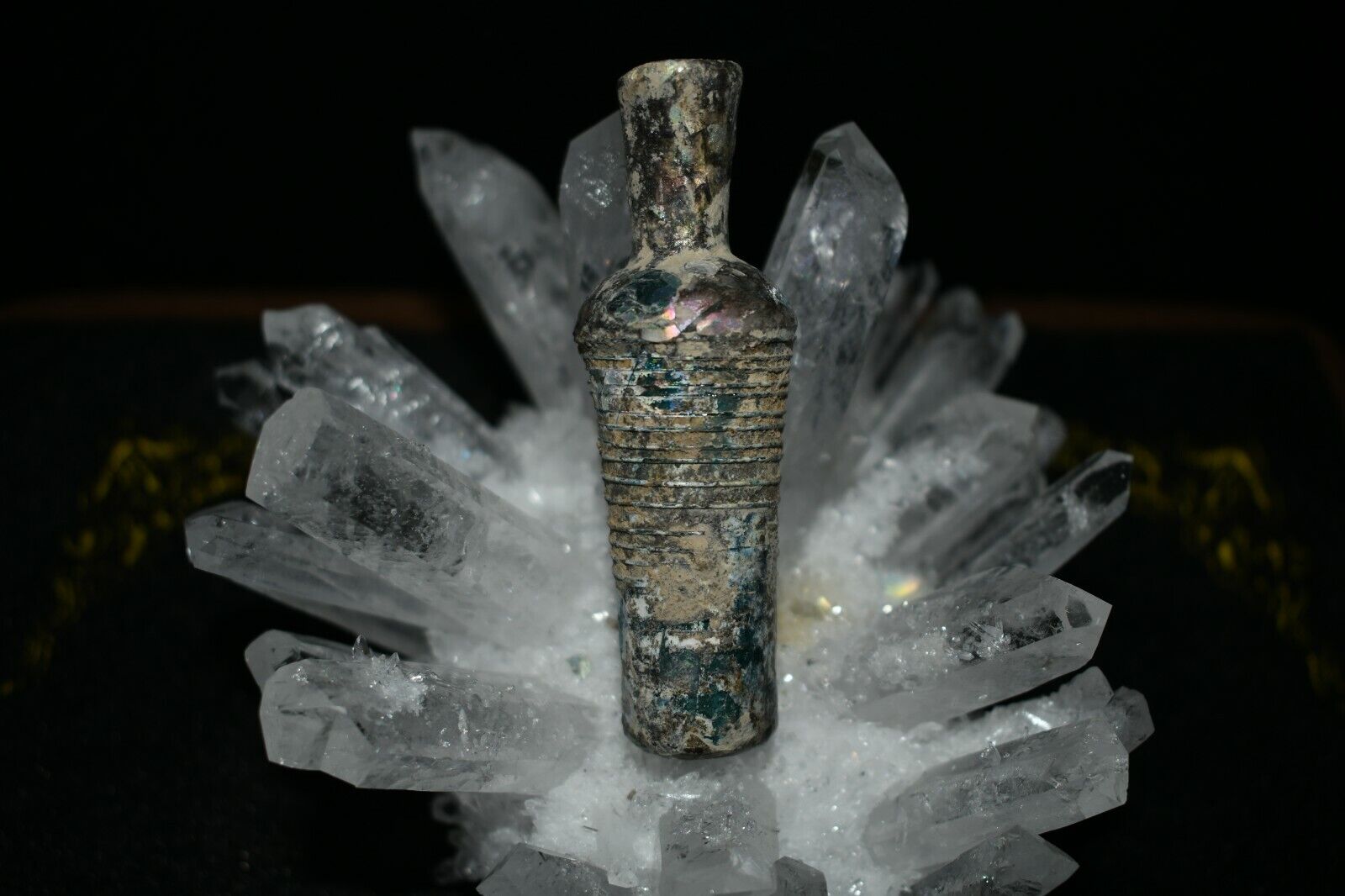 Wonderful Ancient Roman Medicine Cosmetics Glass Vial with Beautiful Patina