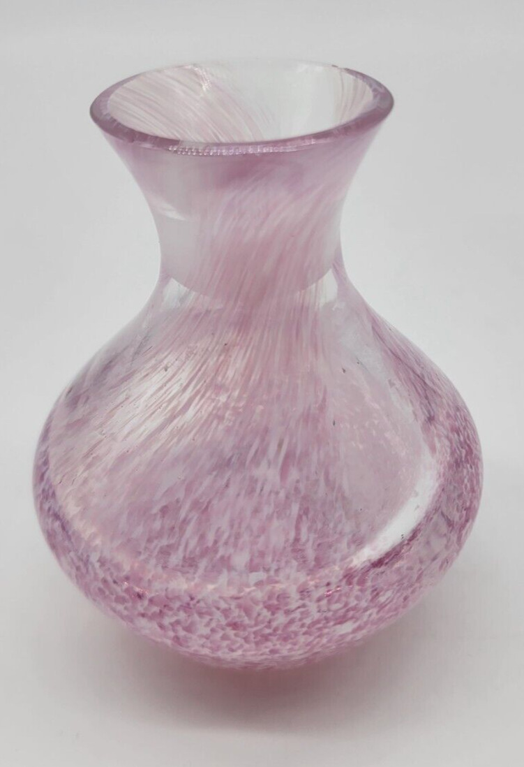VINTAGE CAITHNESS CLEAR PINK WHITE SWIRL SPECKLES PERFUME BOTTLE 3.5\