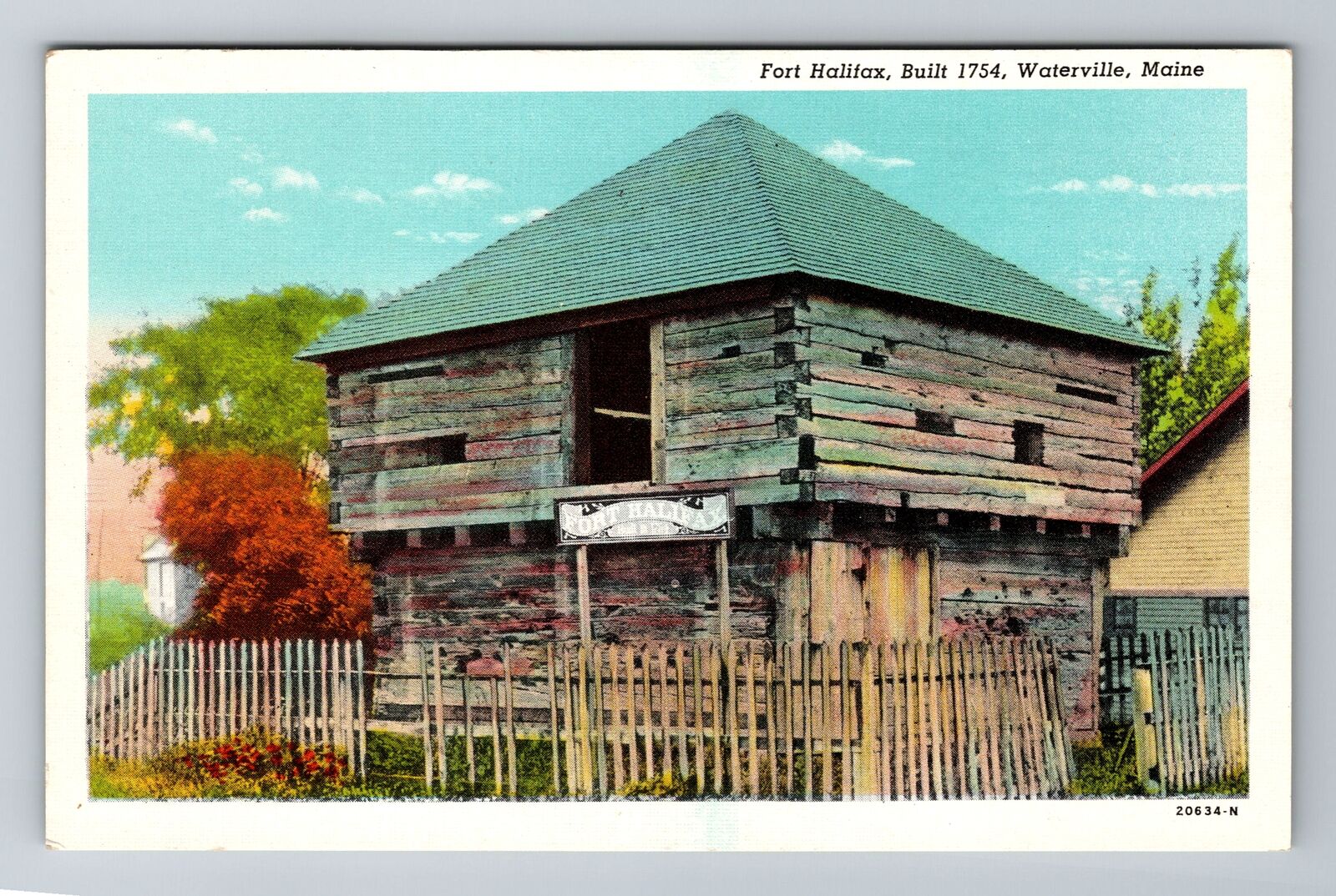 Waterville ME-Maine, Fort Halifax, Antique, Vintage Souvenir Postcard