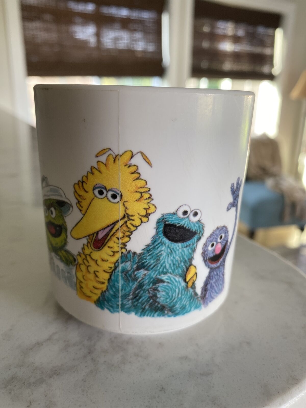 Vintage 1970s Muppets Inc Sesame Street Plastic Cup Mug Grover Big Bird Oscar