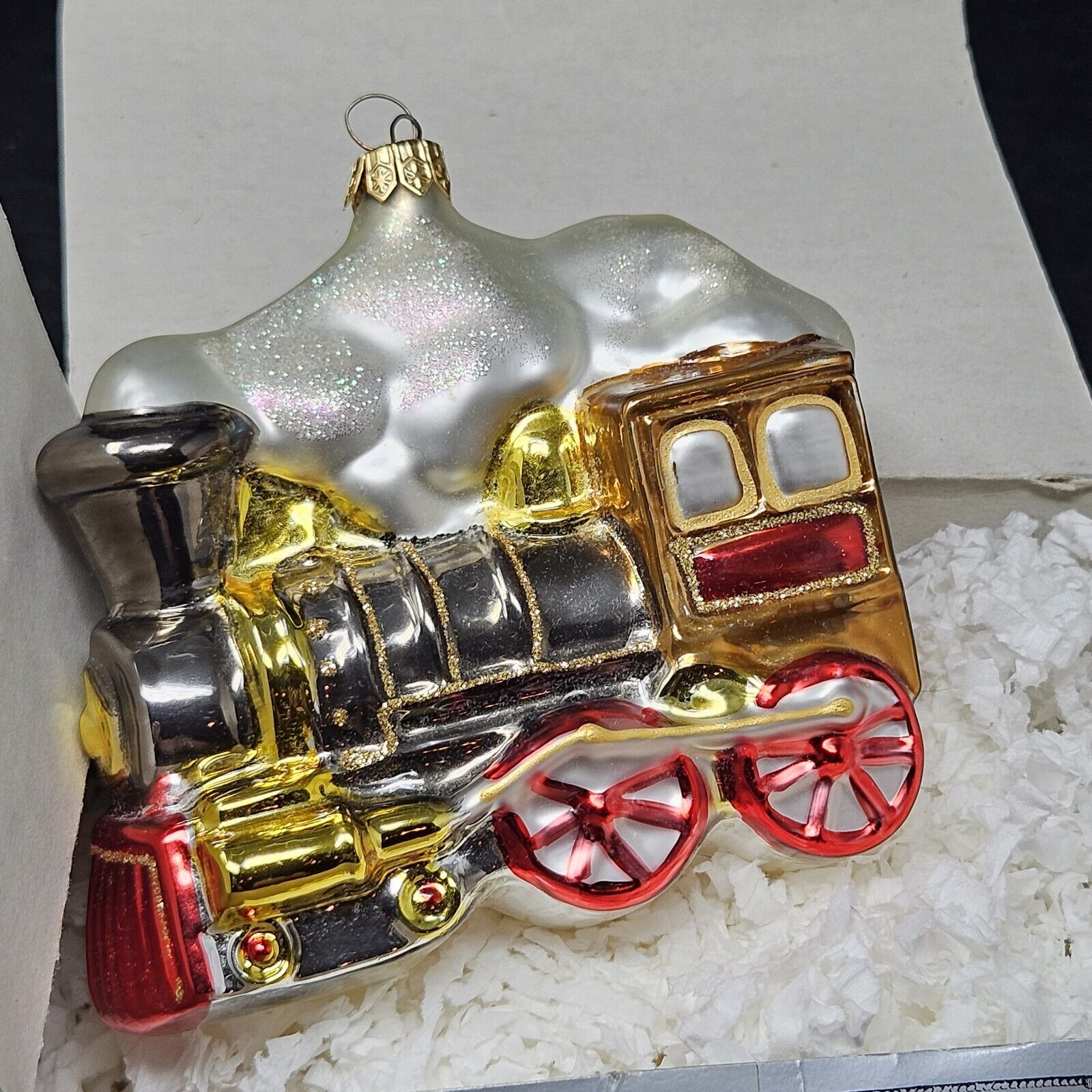 Kurt Adler Polonaise Locomotive Train Engine Glass Christmas Ornament Komozja