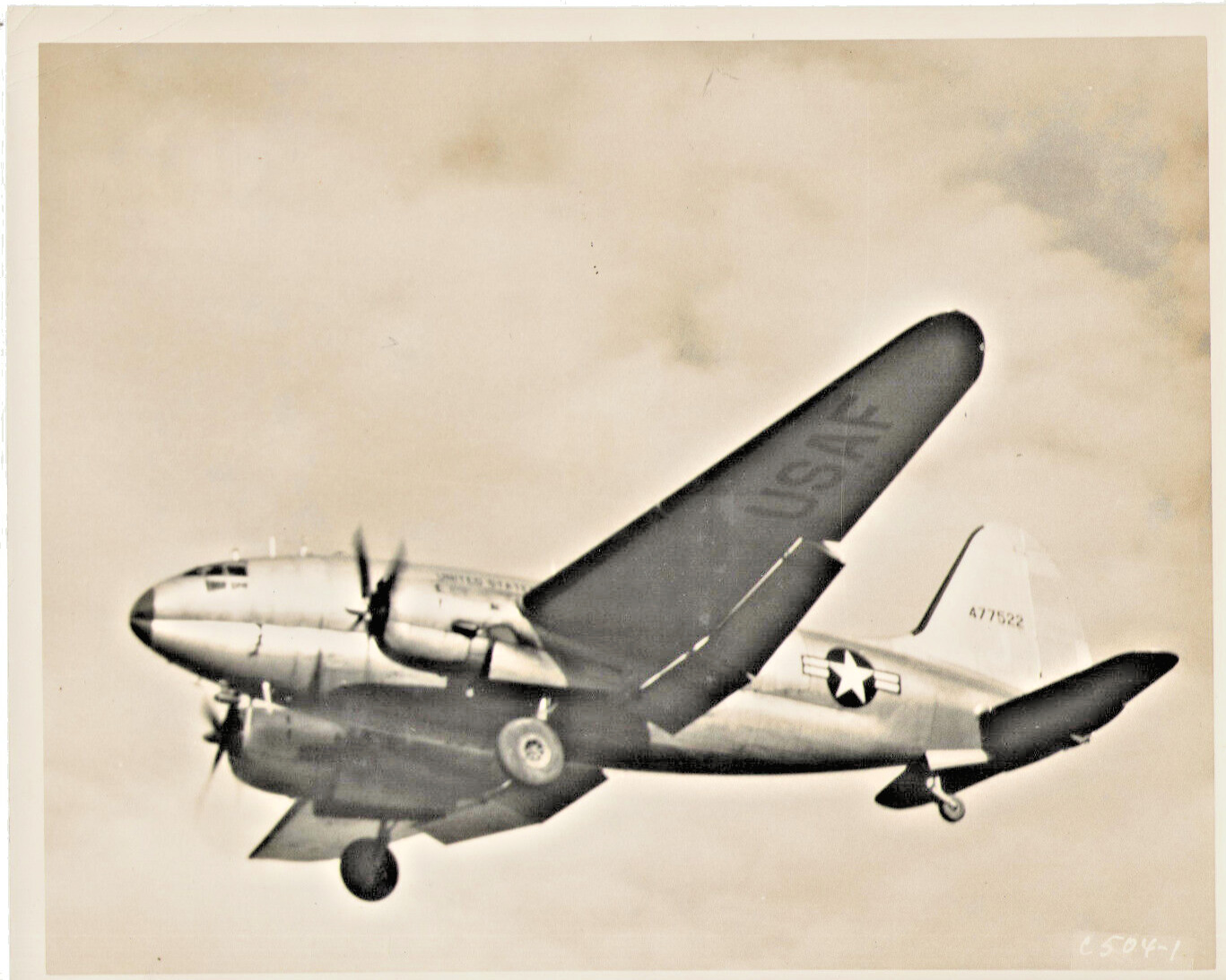 VINTAGE 1950s USAF CURTISS C-46 COMMANDO MILITARY TRANSPORT AIRCRAFT PHOTO 8x10\