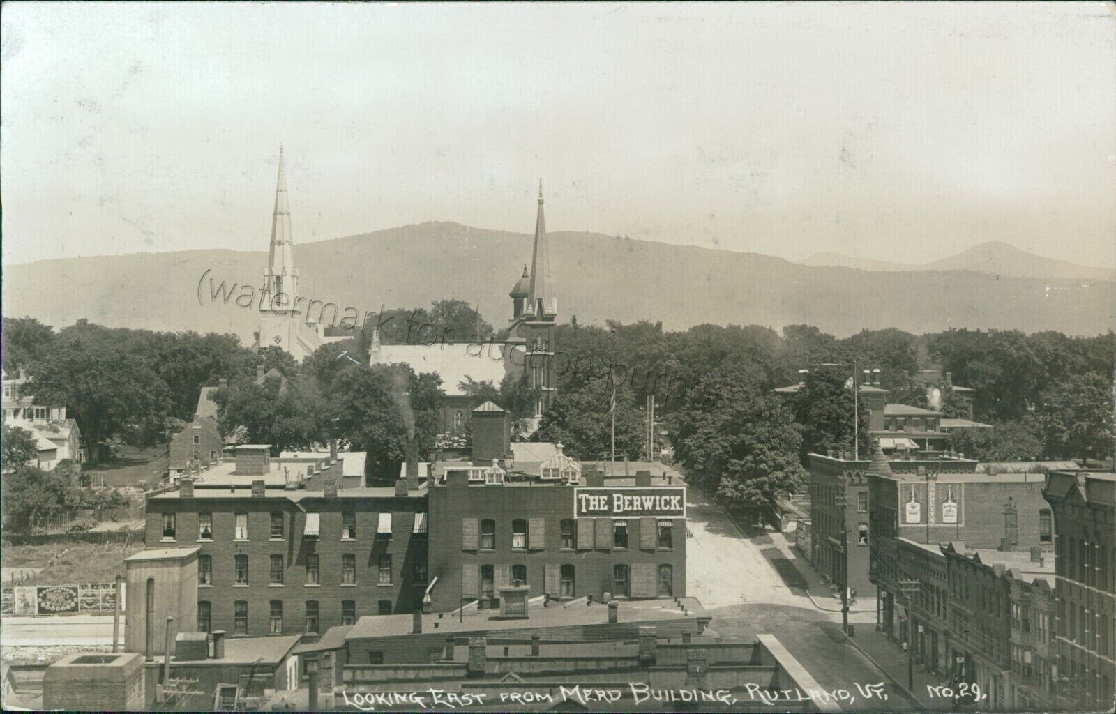 Rutland, Vermont - RPPC East from Mead Building - Vintage VT Real Photo Postcard