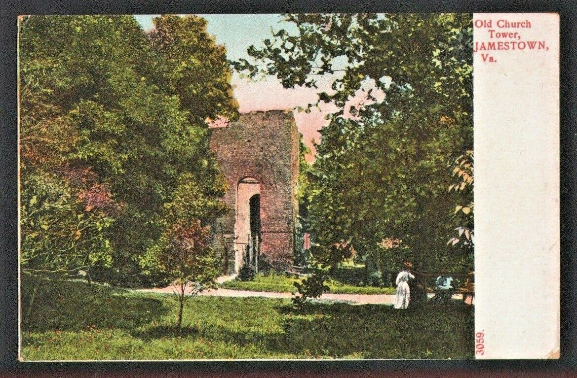 c1907 Jamestown Virginia VA Old Church Tower - Antique AC Bosselman Postcard