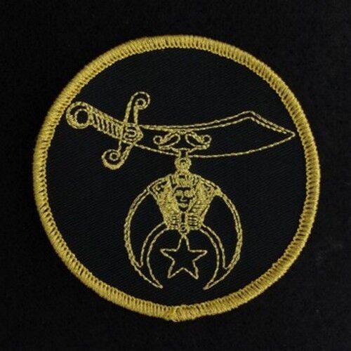 Masonic Shriner Black & Gold Embroidered Emblem Patch (SP-4)