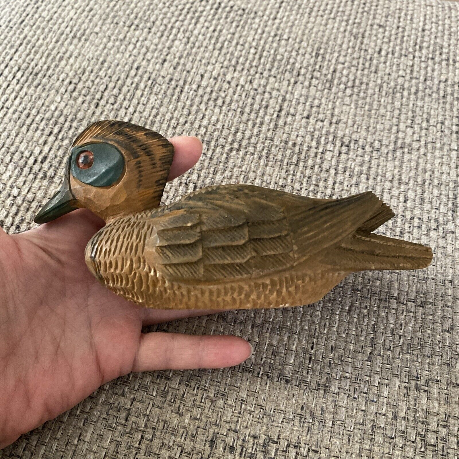 Vintage Junior Cobb Beautiful Hand Carved Wooden Duck