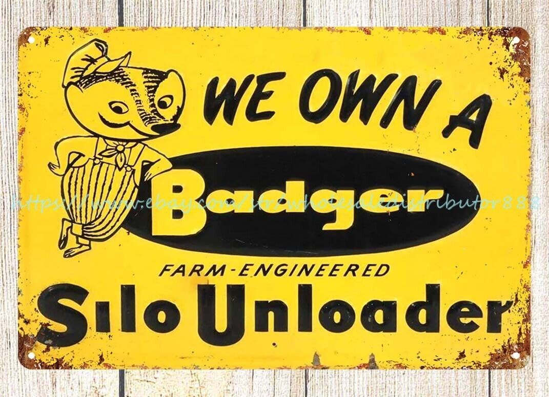nostalgic  garage shop advertising wall art Badger Silo Unloader metal tin sign