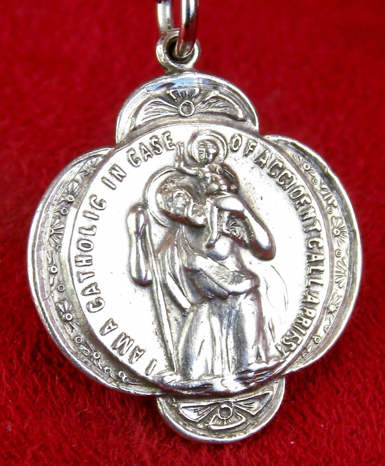 Carmelite Nun's BEAUTIFUL Vintage CREED Sterling Saint Christopher Rosary Medal