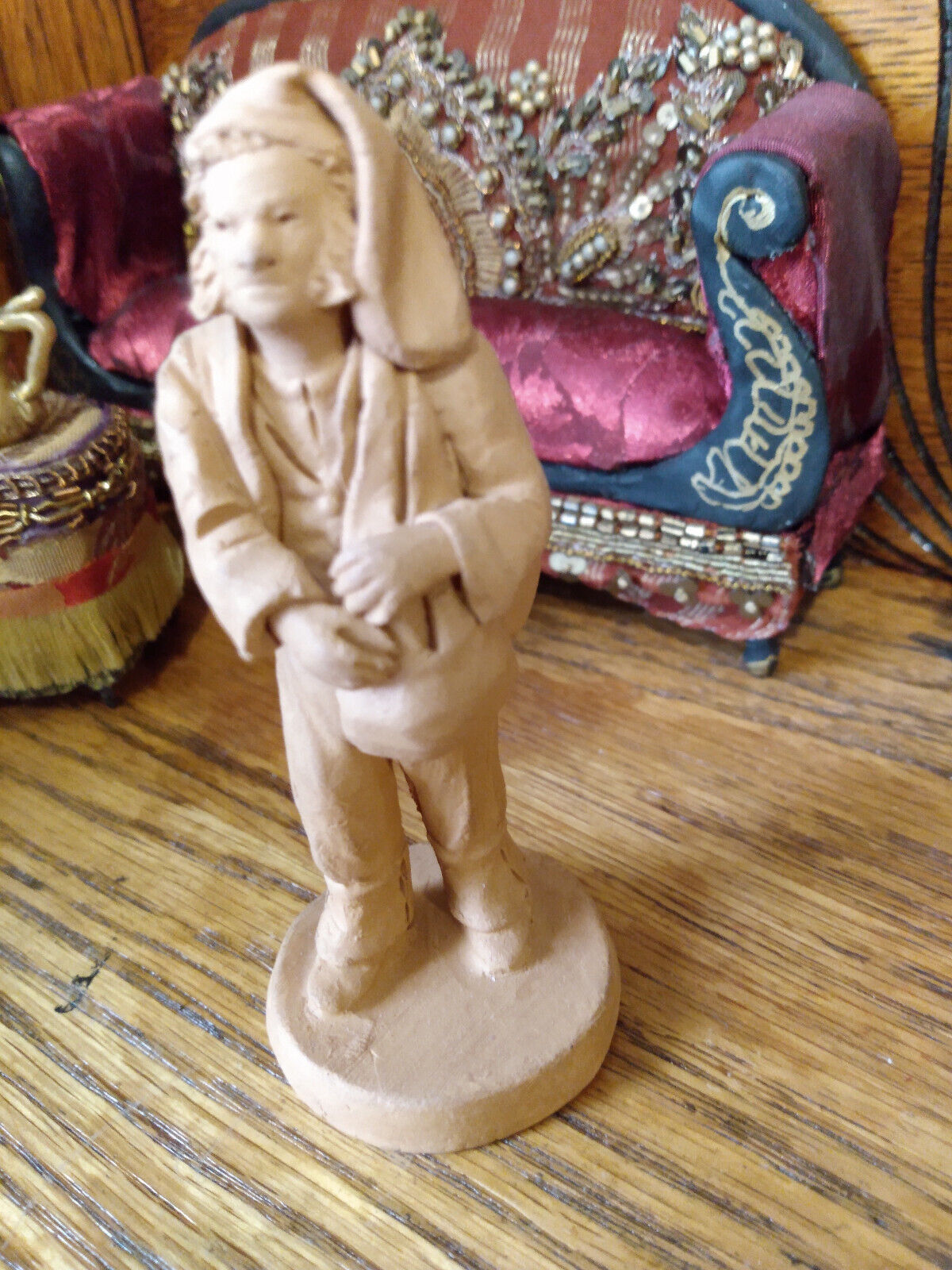 terracotta french figurine santon man vintage doll house miniature