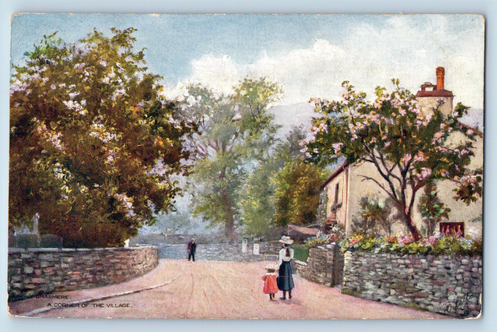 Grasmere England Postcard A Corner of Village c1910 Oilette Tuck Art