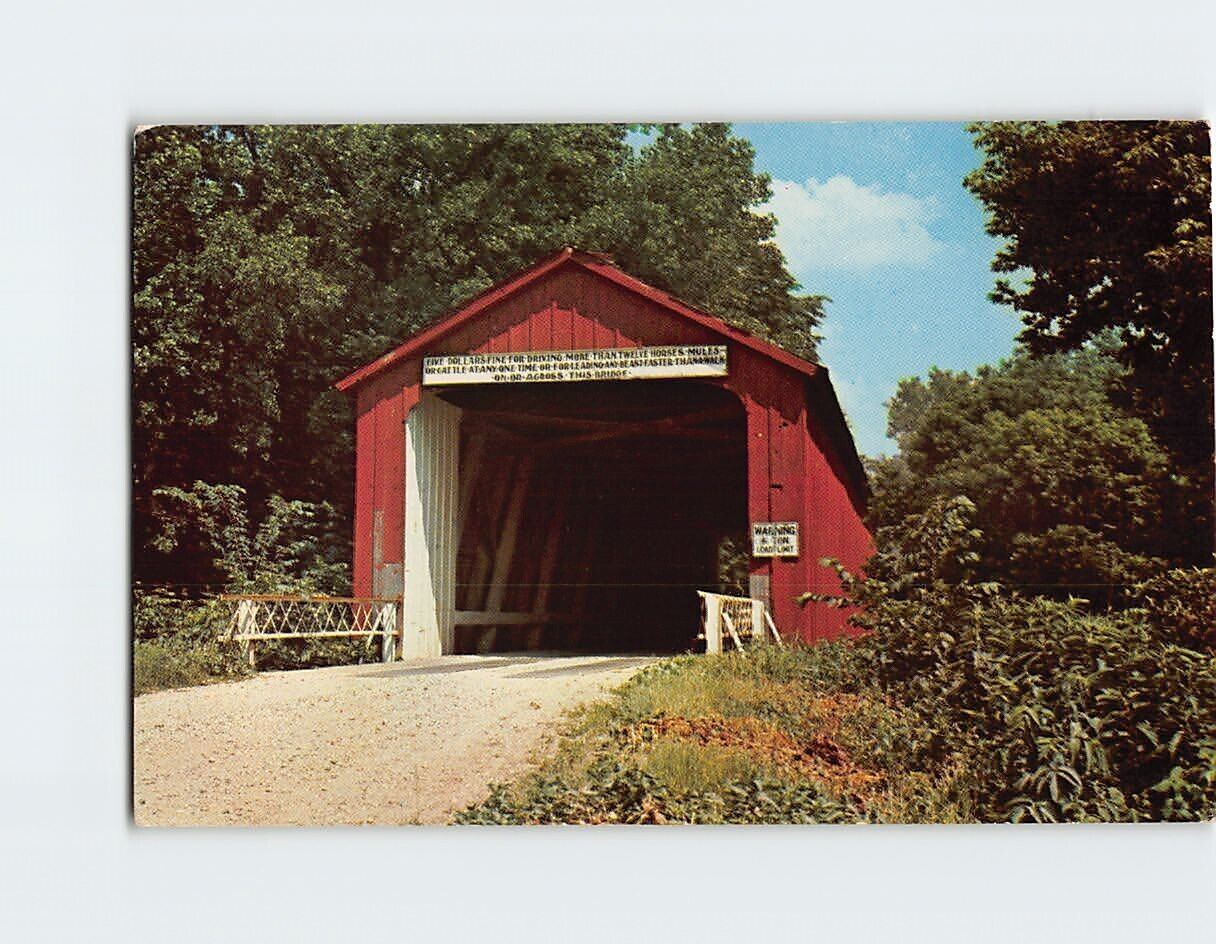 Postcard Red Covered Bridge Princeton Illinois USA