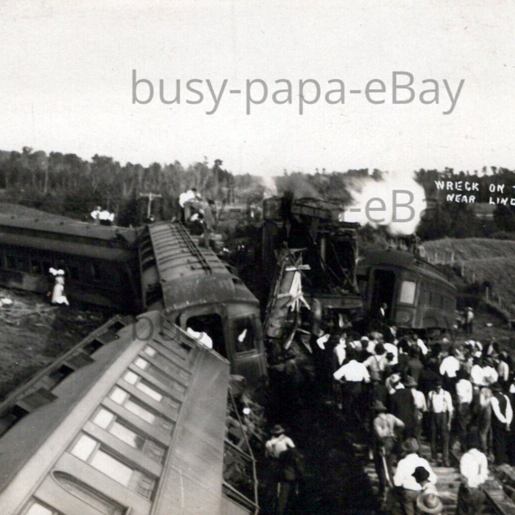 1912 RPPC Chicago & North Railroad Train Wreck Lyndhurst Wisconsin Postcard